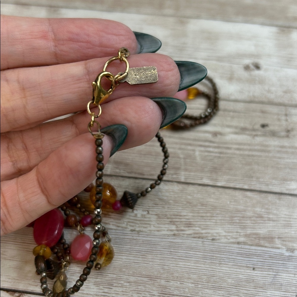 Peyote Bird Copper and 925 Silver Multi-Color Glass & Stone Beaded Necklace - Picture 6 of 6